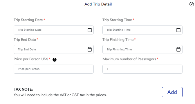 Add trip detail. Your boat can have a several trip schedules it can be spread across several months.