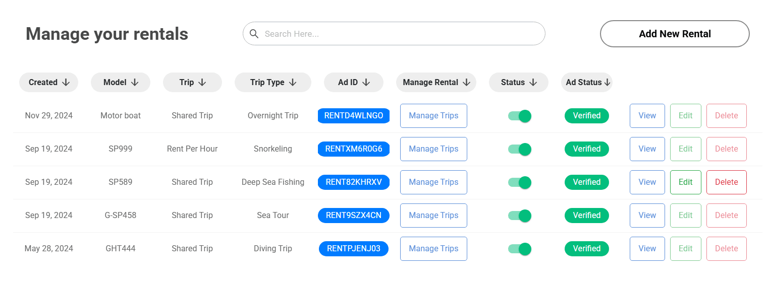 Rent your boat on AdamRent: set details and availability.