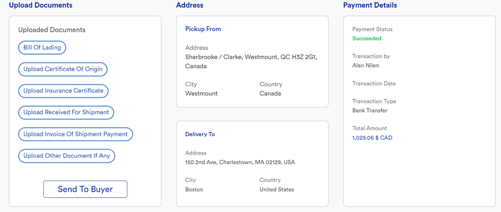 Upload shipment documents