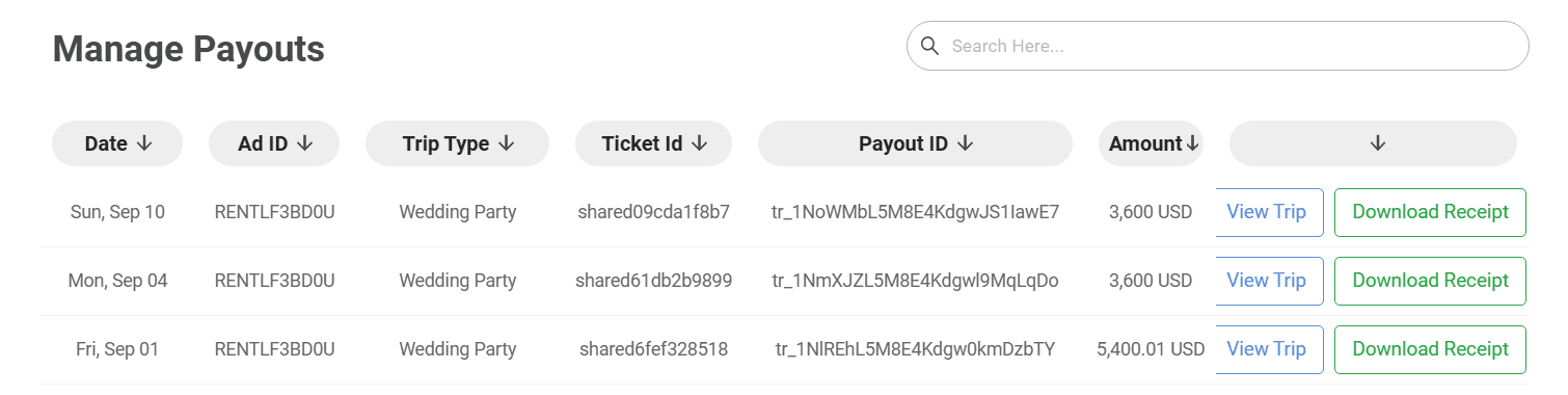 Receive payment for every trip you complete and keep track of your earnings.